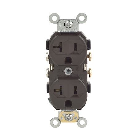 Leviton Straight Blade Receptacle, 5-20R, 20 A, 125V AC, Self-Grounded CBR20